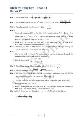 Kiểm tra Tổng hợp  Toán 11 Bài số 37